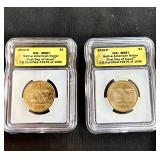 Lot of 2 ICG graded 2010 first Day Sacajawea $1s