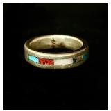 Sterling silver 925 turquoise coral ring sz10 8.1g