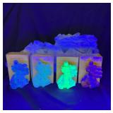 Lot of 4 uranium/UV reactive Mosser clowns