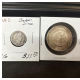 1914 barber dime, 1963 Silver Half dollar