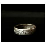 90% silver half dollar coin ring sz 9.75
