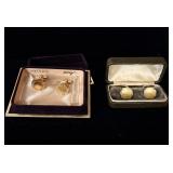 2 sets of cufflinks S.W.C. Gold shell, Anson boxes