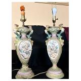 Lot of 2 whimsical porcelain lamps