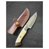 Nice Bone Handle Damascus Hunting Knife