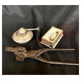 Bullet mold, burner, bone snuff/perfume bottle