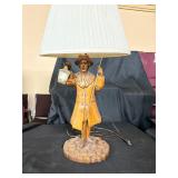 Carved wood revolutionary soldier yelling lamp