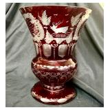 Large 8.5 x 10' Red cut-to clear vase