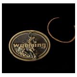 Brass Wyoming belt buckle Wyoming copper bracelet