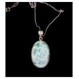 Sterling silver 925 Larimar pendant necklace.