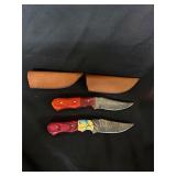 Two 8' Hand Forged Damascus Steel Blade Knife