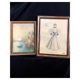 Lot of 2 antique prints/lithos