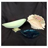 Lot of 3 vintage dishes shell