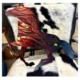 Metal art flaming horse
