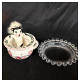 Hobnail and skunk ashtrays