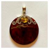 Sterling silver 925 amber pendant