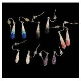 5 pairs Sterling silver 925 rhinestone earrings