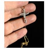 Sterling silver 925 gold tone cross necklace