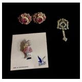 Lot of 3 brooches earrings Czechoslovakia