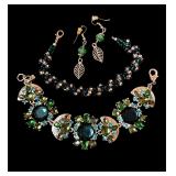Lots of blue and green jewelry