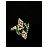 Sterling Silver 925 size 8, 3.4 g green stones