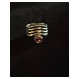 Sterling silver 925 pink stone ring sz 5 7.5g