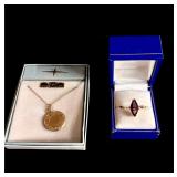 Lot of 2 1/20th 12k gold ring (sz 8.5) and locket