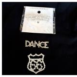 Lot of 3 rhinestone brooches Texas dance 66