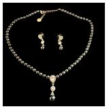 Carter club faux black pearl necklace, earring set