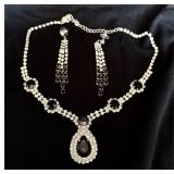 Rhinestone earring and necklace set