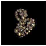Large BSK brooch with AB rhinestones