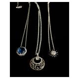 Lot of 3 silver tone necklaces