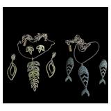 2 INC necklace earrings sets blue green