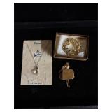 Lot of Coro and Lisner brooches necklace