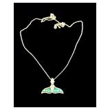 Sterling silver 925 Opal dolphin necklace, 5.5 g