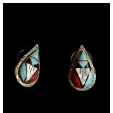 Sterling silver 925 Zuni earrings turquoise 6.5 g