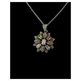 Sterling silver 925 flower pendant necklace 6g
