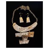 Funky retro vintage neck, necklace & earring set
