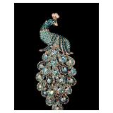 Large teal blue/turquoise Peacock brooch