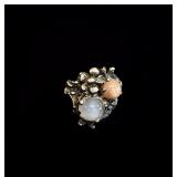 Sterling silver 925 cats eye ring sz 7 9.6g