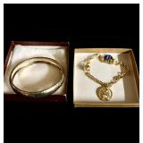 Lot of 2 bracelets, silver plate & cultured pearl