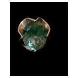 Sterling silver 925 ring  green sz 7.25 12.12g