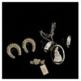 Lot of vintage jewelry horseshoe Lucite Maiden
