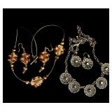 Lot of two necklace and earring sets