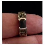 Sterling silver 925 Blackstone Ring Sz 5.5 4.9g