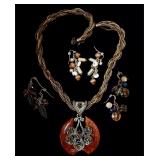 Autumn colors, jewelry lot necklace, earrings