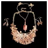 Lot of pink jewelry 2 necklaces, 2 earring sets