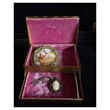 Small jewelry box Silver 925 cameo brooch