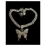 CHRISTIAN SIRIANO SILVER TONE BUTTERFLY NECKLACE