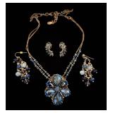 Denim blue earrings, necklace is Ali Khan.