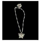 Silver tone butterfly necklace